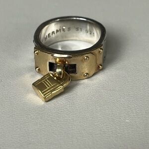 Hermes 18k and Silver H Lock Ring (size 51)